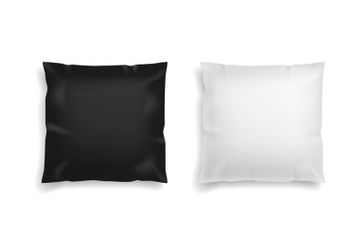 Pillow black and white. Realistic comfort orthopedic square soft pillo