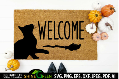 Halloween Doormat SVG - Welcome Cat Door Mat Design