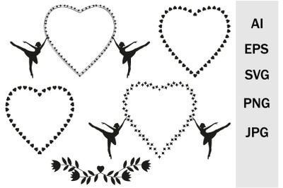 Heart shape frames with SVG ballerinas