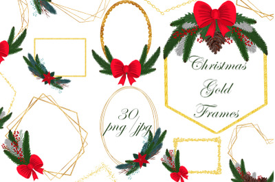 Christmas Gold Frames . Wedding. Ornament. Frames. Holiday .
