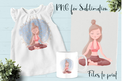 Yoga sublimation. Design for printing.