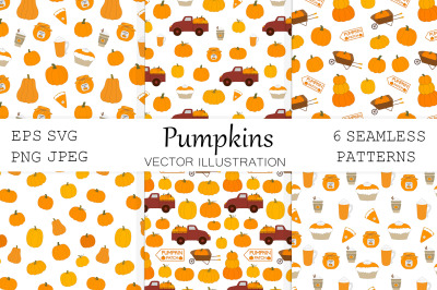 Pumpkin harvest pattern. Pumpkin pattern. Autumn Pumpkin SVG