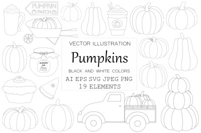 Pumpkin harvest graphics. Pumpkin coloring. Autumn Pumpkin