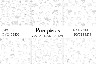 Pumpkins graphic patterns. Harvest graphics patterns