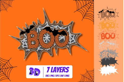 3D Boo SVG Cut File