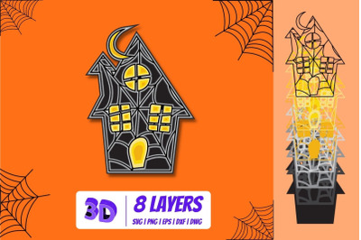 3D Haunted houses SVG Cut File