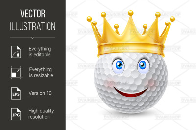 Golden crown on golf ball