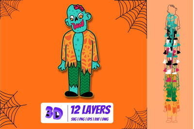 3D Zombie SVG Cut File