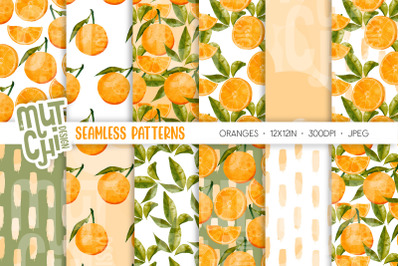 Watercolor Orange Seamless Patterns