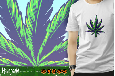 Medical Hand drawn Cannabis Leaf