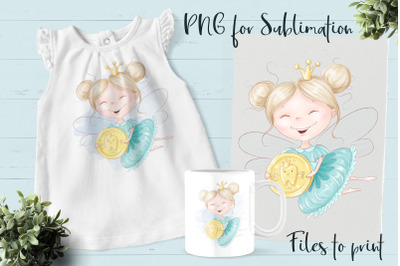 Tooth Fairy sublimation. Design for printing.