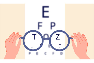 Vision health. Eye ophthalmologist test, glasses check up. Optometry t