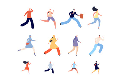 Running people characters. Athlete woman, runners or joggers in sports