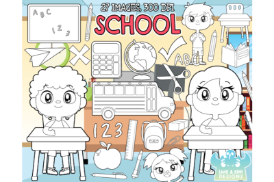 School Digital Stamps - Lime and Kiwi Designs