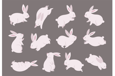 Mid autumn bunny. Chinese festival&2C; rabbit modern character set. Asian