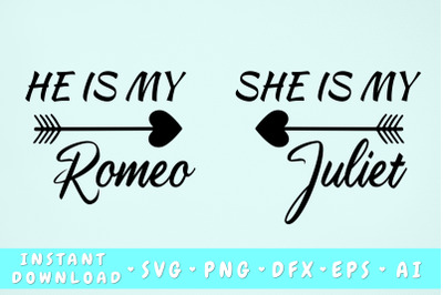 Romeo and Juliet SVG, Matching Couple Shirt SVG