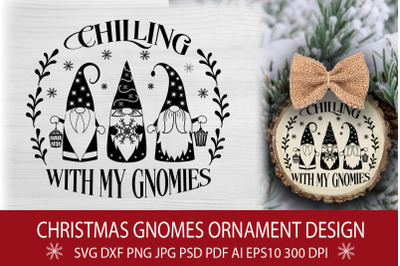 Christmas Ornament SVG with Gnomes. Christmas SVG.