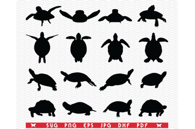 SVG Turtles, Black silhouettes, Digital clipart