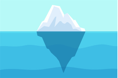 Iceberg floating in ocean. Arctic water, sea underwater with berg and