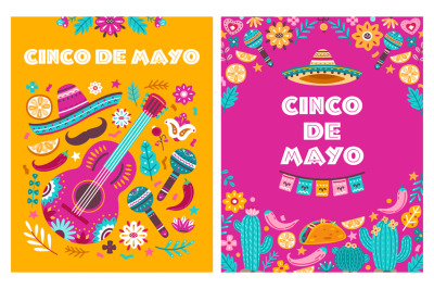 Cinco de mayo poster. Mexican party, mexico latin fiesta decorative in