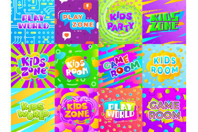 Game room banners. Kid fun signs&2C; child playground play area stickers.