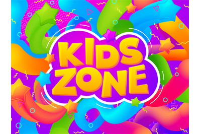 Playroom banner. Kid game zone&2C; cartoon funny children room poster. Co