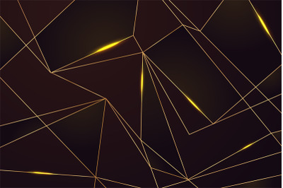 Gold line mosaic background. Golden lines on black, elegant shine poly