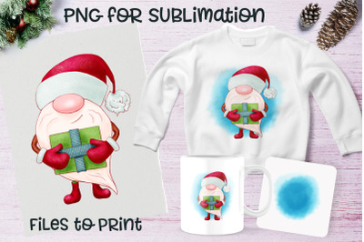 Christmas gnome sublimation. Design for printing