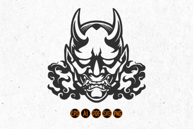 Japanese Hannya Mask Silhouette