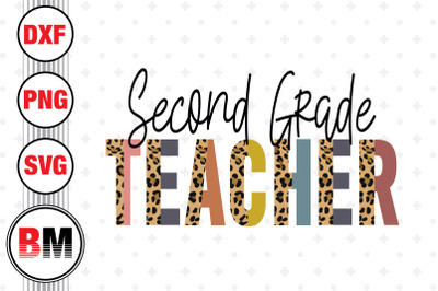 Second Grade Teacher Half Leopard PNG, JPG Files