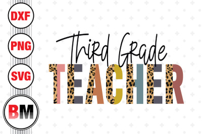 Third Grade Teacher Half Leopard PNG, JPG Files