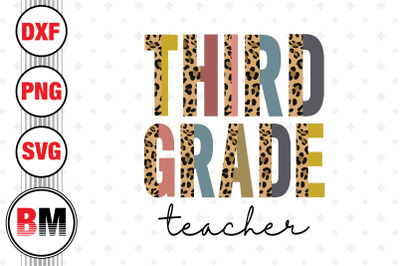 Third Grade Teacher Half Leopard PNG, JPG Files