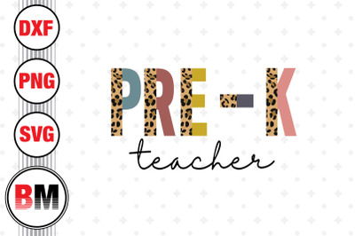 Pre K Teacher Half Leopard PNG, JPG Files