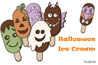 Happy Halloween chocolate ice cream character