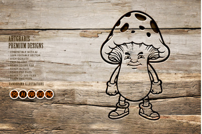 Mushroom Cartoon Character Silhouette