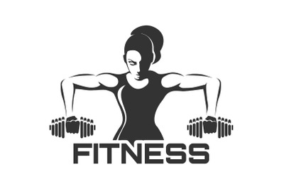 Woman with Dumbell Fitness Club Logo Design