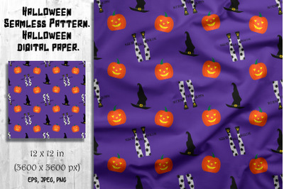 Halloween Seamless Pattern. Halloween digital paper.