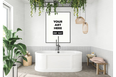 Interior scene artwork background frame mockup