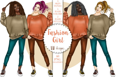 Fall Fashion Girls, African American Girl Illustrations, Planner Girl