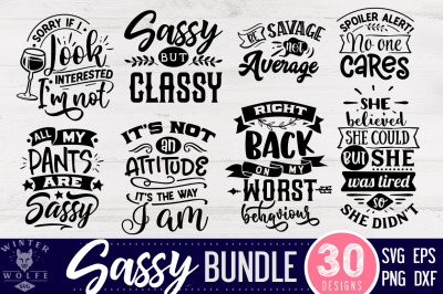 Sassy Bundle 30 designs SVG EPS DXF PNG