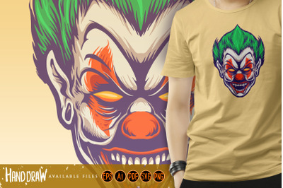 Head Angry Joker Clown Illustrations