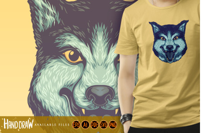 Wolf Head Smiley Mascot illustrations