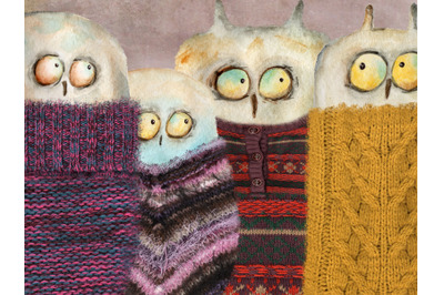 Knitted owls png