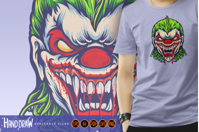 Evil Angry Joker Blood Vampire Illustrations