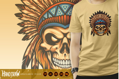 Indian Angry Skull Isolated Illustrations