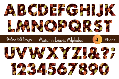 Autumn Leaves Digital Alphabet