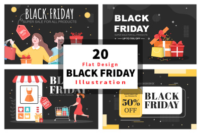 20 Black Friday Give Big Discount Sale Vector