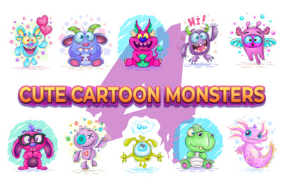 Set of cute cartoon mosters_04.