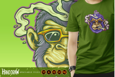 Cool Monkey Stoner Cannabis  Smoking