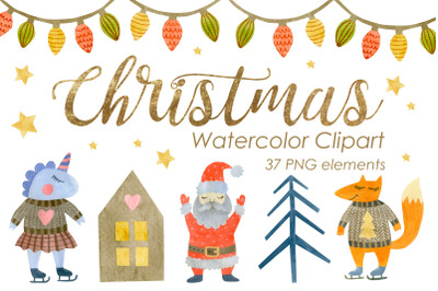 Watrcolor Christmas Clipart.